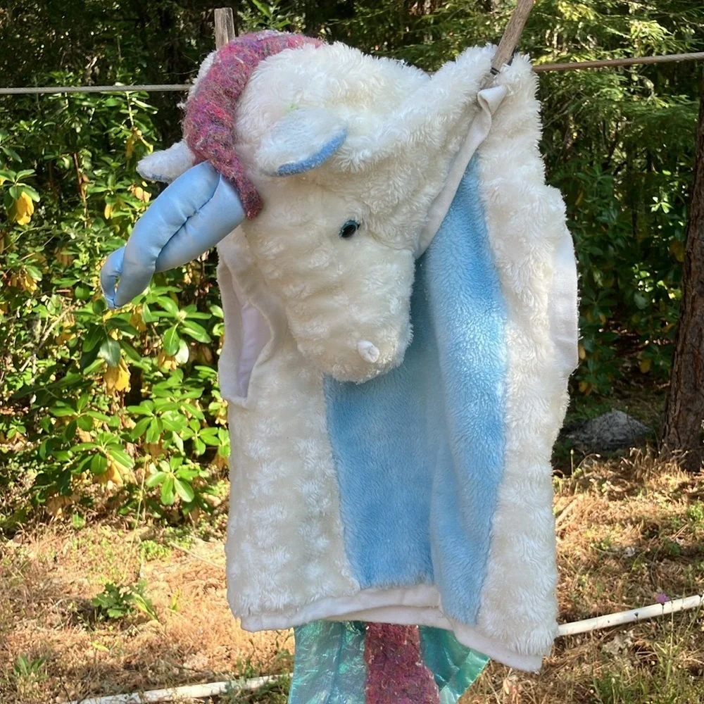 White and Blue Unicorn Costume with Wings